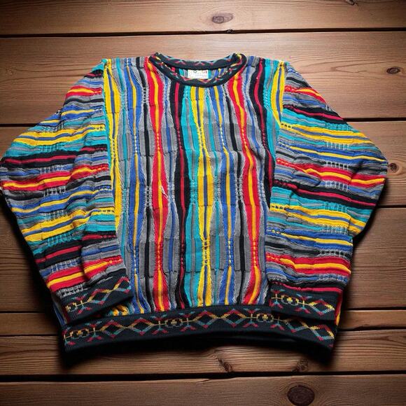 Vintage COOGI Australia Knit Crewneck Sweater Mens Medium 100% Mercerised Cotton - Picture 1 of 5